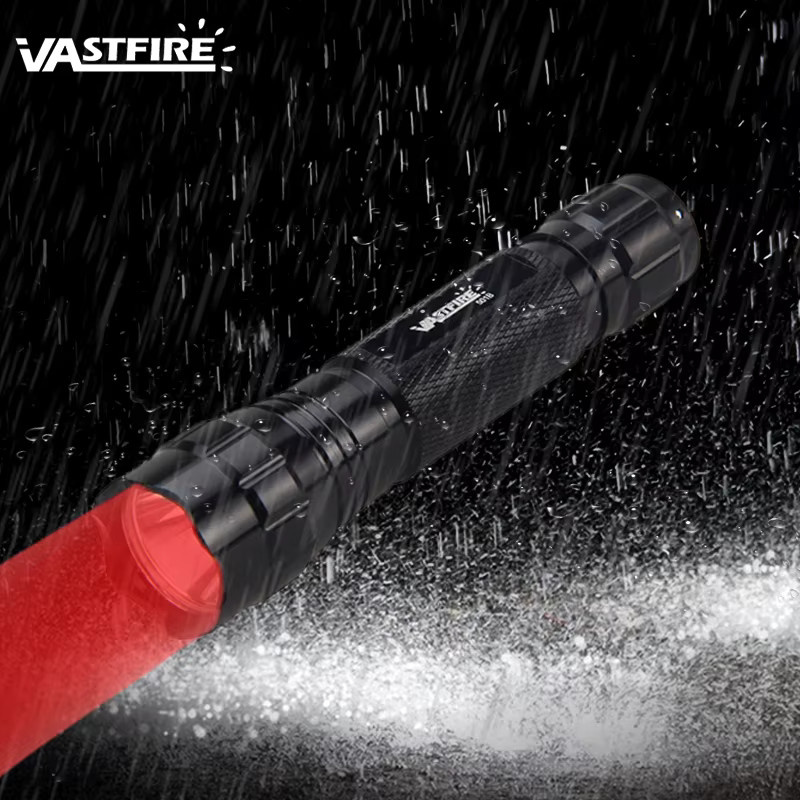 VASTFIRE Taktische LED Taschenlampe mit rotem Licht, High Power Scheinwerfer für Jagd und Nacht, Schwarz/Rot - Bild 4