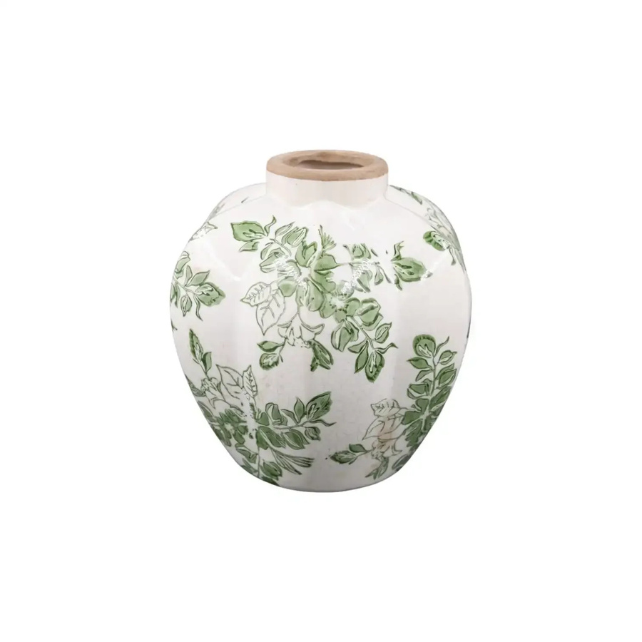 House of Nature Vase Jona in Grün mit Blattmotiv im Vintage-Look aus Glas, Höhe: 17 cm - Bild 1