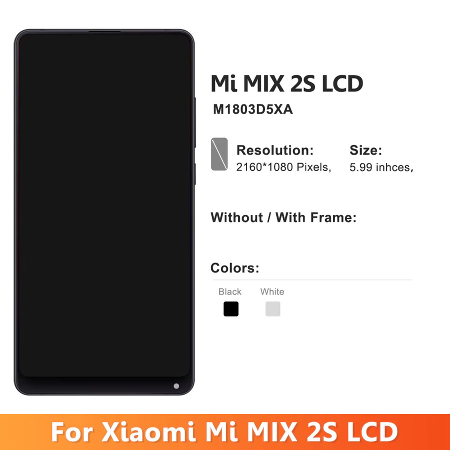 Xiaomi Mi Mix 2s LCD-Display Touchscreen-Digitizer-Baugruppe mit Rahmen in Schwarz oder Weiß - Bild 3