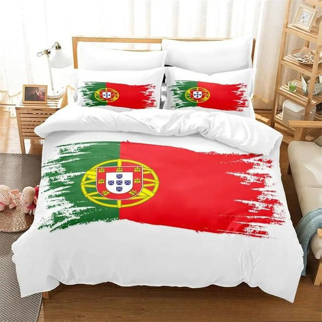 Bettwäsche-Set Portugal Flagge mit Bettbezug und Kissenbezügen aus Mikrofaser, B/H: 135 x 200 cm - Bild 1