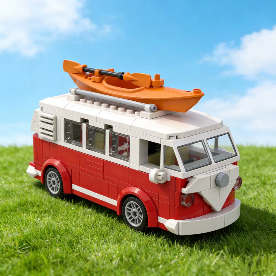 Potdemiel T1 Camper Van-Fahrzeugmodell, Bausteine, Stadt-Auto-Bausteine - Bild 2