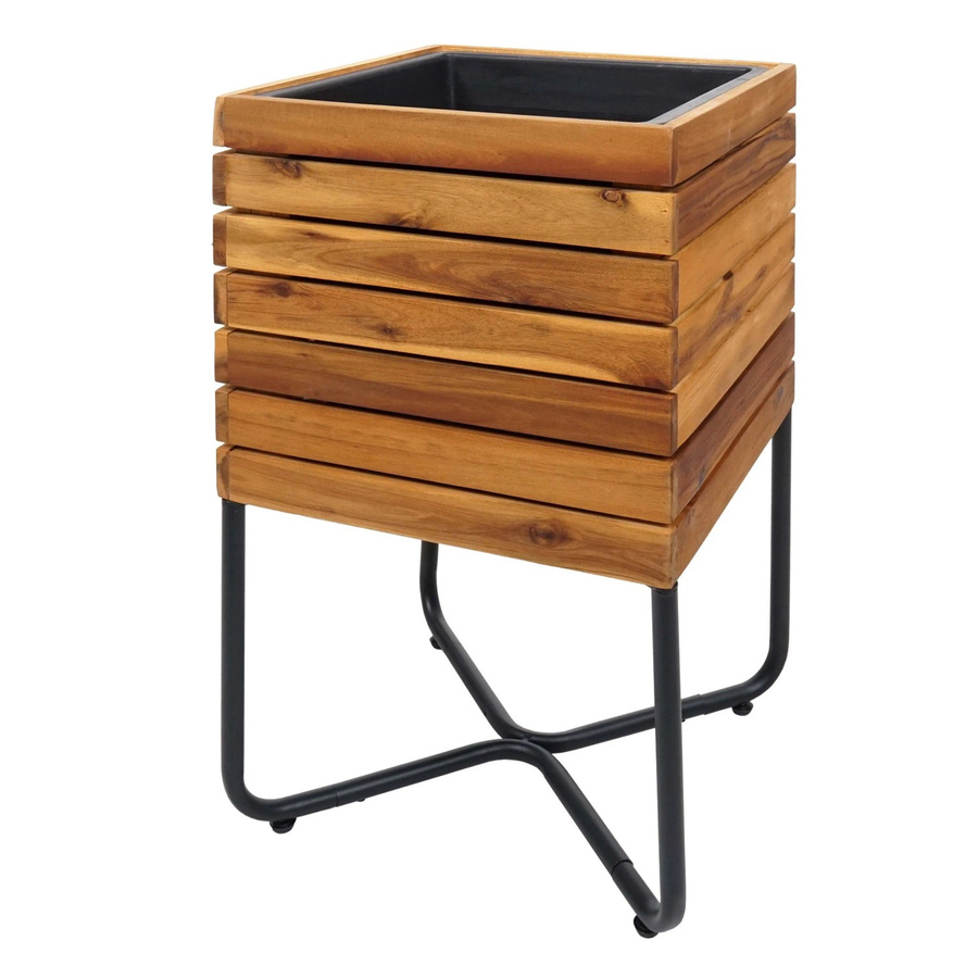 Pflanzkasten MCW-L25 aus Akazie Holz und Stahl in Braun, B/T/H: 60 x 33 x 33 cm - Bild 3