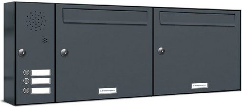 AL Briefkasten für 2 Parteien, Aufputzmontage, grau, B/H/T: 91,4 x 34,5 x 11,6 cm - Bild 1