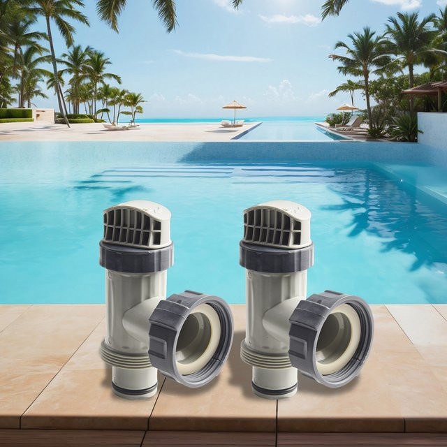 LEENKEA 2er Set T-Gelenk Adapter und Kolben Ventil Ersatz für Intex 10747 Pool Filterpumpen in Grau - Bild 1