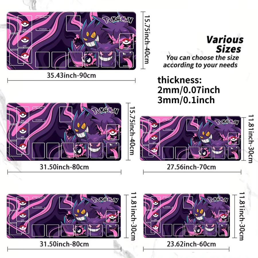 Potdemiel Pokémon Gengar Evolution TCG Spielmatte, rutschfest, lila - Bild 5