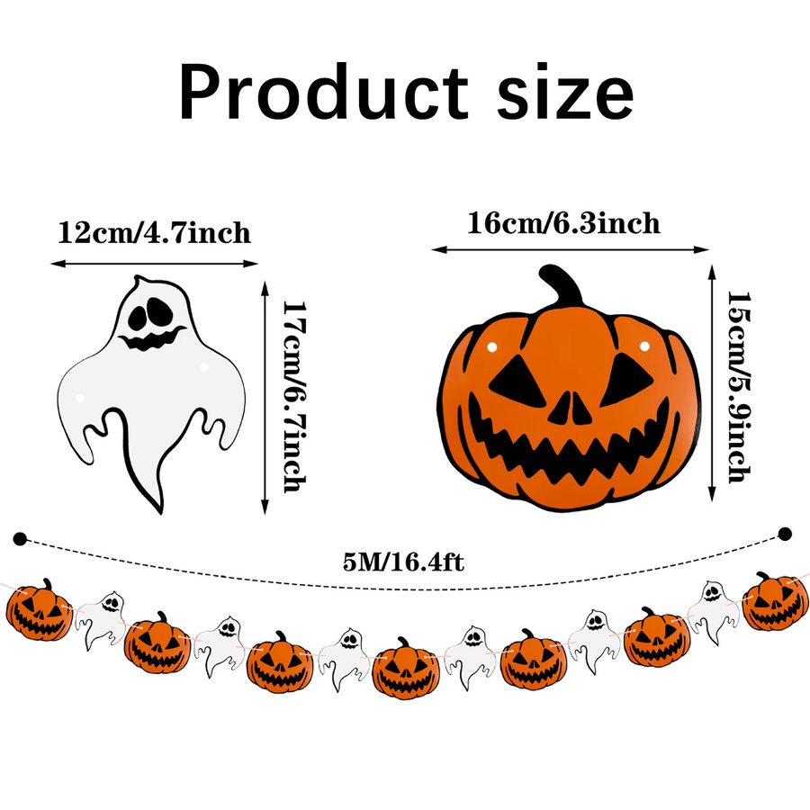 AFYPRTY Halloween Hängedekoration mit Kürbis- und Geister-Design in Orange und Multicolour aus Papier - Bild 2