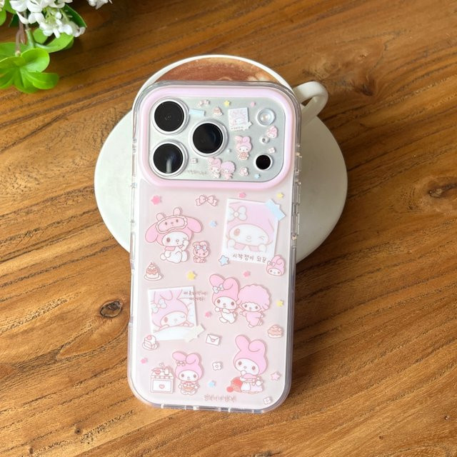 Sanrio Erdbeer-Melodie Polaroid Handyhülle für iPhone 17 Pro 16 Pro Max 15 Stoßfeste Schutzhülle in Pink - Bild 1