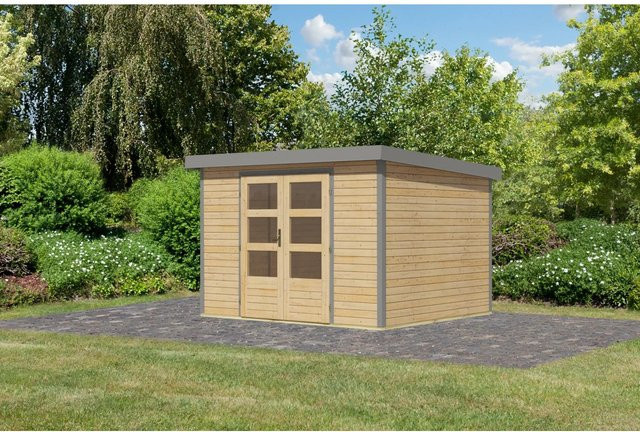 Karibu Gartenhaus Diego 5 A in Naturbelassen und Graualuminium, B/T/H: 298 x 209 x 242 cm - Bild 1