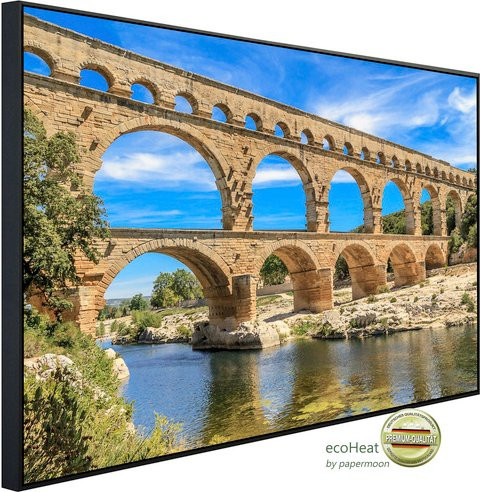 papermoon EcoHeat Infrarotheizung Pont du Gard Aquädukt, bunt mit Matt-Effekt, App-Steuerung und Überhitzungsschutz - Bild 1