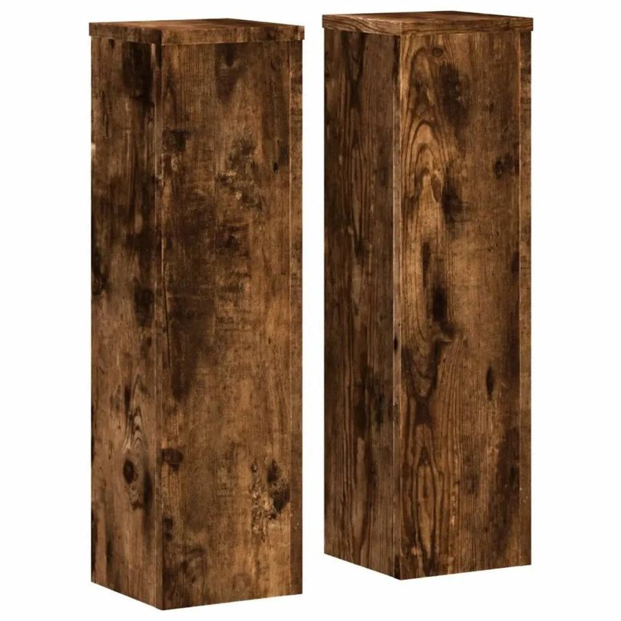 vidaXL Pflanzenständer 2er Set aus Holzwerkstoff in Räuchereiche, B/T/H: 17 x 17 x 60 cm - Bild 2