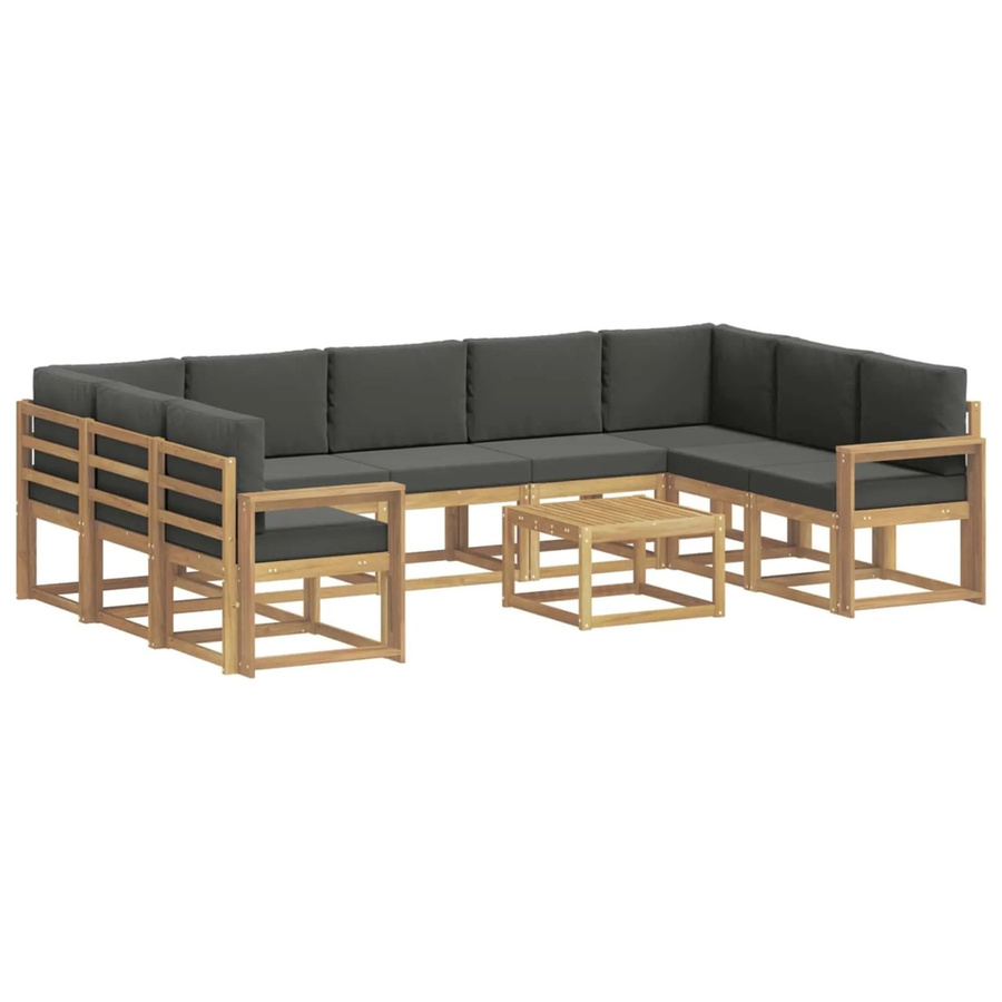 vidaXL Outdoor-Sofagarnitur 10-teilig aus Akazienholz in Weiß, Anthrazit und Braun mit L-Form, Eckelementen und Couchtisch, B/T/H: 59 x 59 x 37 cm - Bild 2