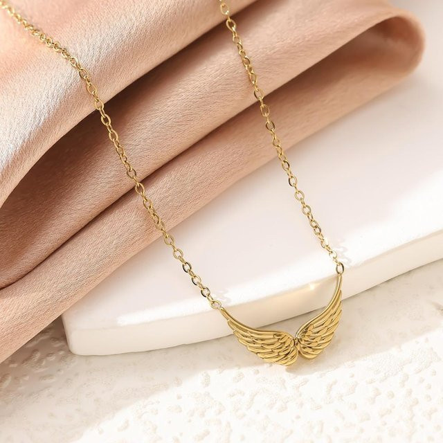 SY-Trend Jewelry Engelsflügel Anhänger Halskette, Titan, Gold & Silber Beschichtet, Damen - Bild 1