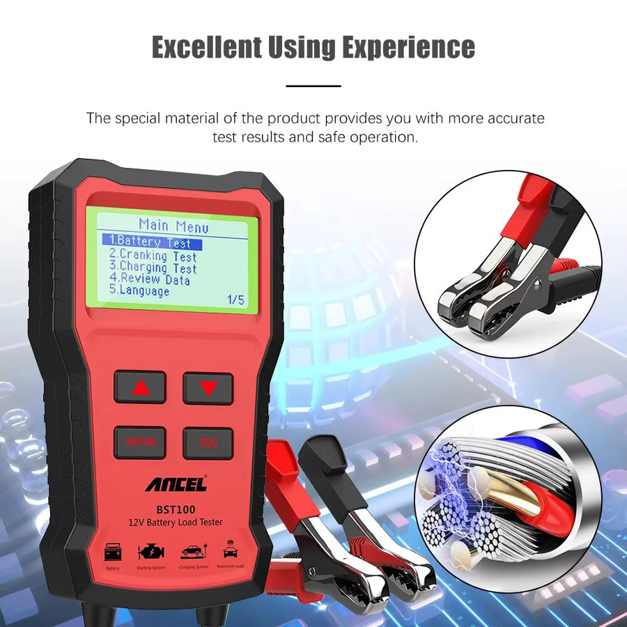 ANCEL BST100 Auto Batterie Tester 12V Batterie Analysator und Diagnose Werkzeug mit mehrsprachiger Funktion - Bild 4
