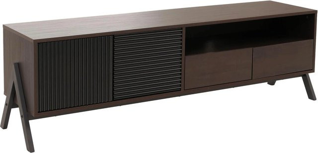 MCW TV-Rack MCW-O40 Lowboard in Walnuss-Optik mit Schubladen und Türen, B/T/H: 155 x 40 x 40 cm - Bild 2