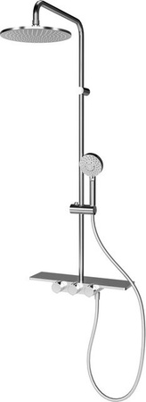 Schulte DuschMaster Rain Modern Plus Duschsystem mit extra flacher Kopfbrause in Chrom