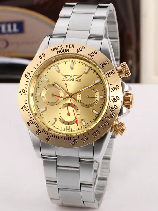 JARAGAR Armbanduhr Automatik, Edelstahl, Gold, Herren - Bild 6