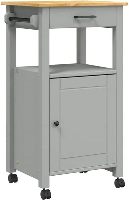 vidaXL Küchenwagen MONZA aus Massivholz Kiefer in Braun und Grau, B/T/H: 48 x 40 x 88,5 cm - Bild 1