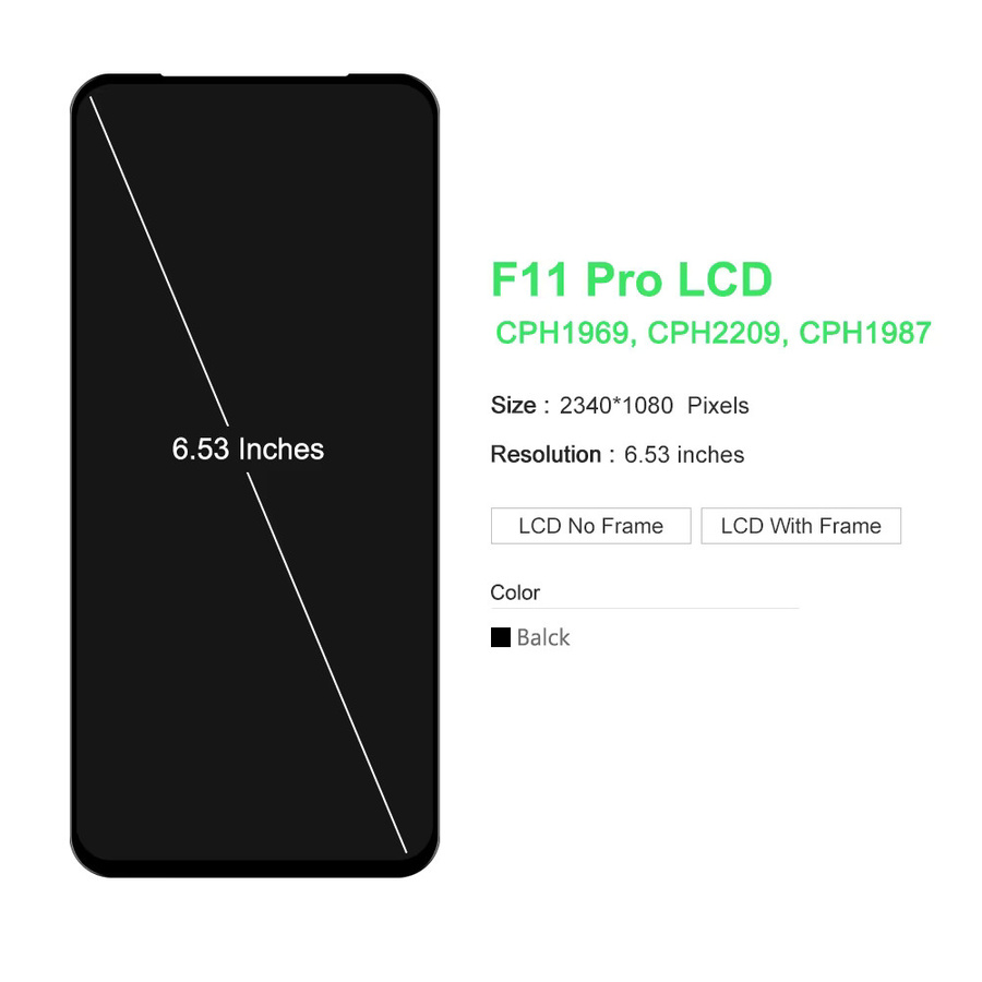 OPPO F11 F 11 LCD Display Touchscreen mit Rahmen und Digitizer Montage in Schwarz, 6,53 Zoll, kompatibel mit OPPO F11 Pro CPH1969 - Bild 2