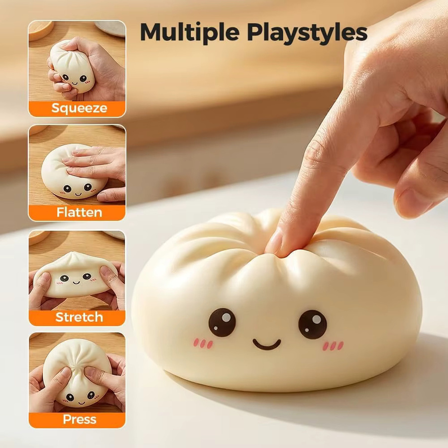 GSF Dumpling-Stressball mit Dampfgarer, bunter Quetsch-Teigball, 2-teiliges Set - Bild 2