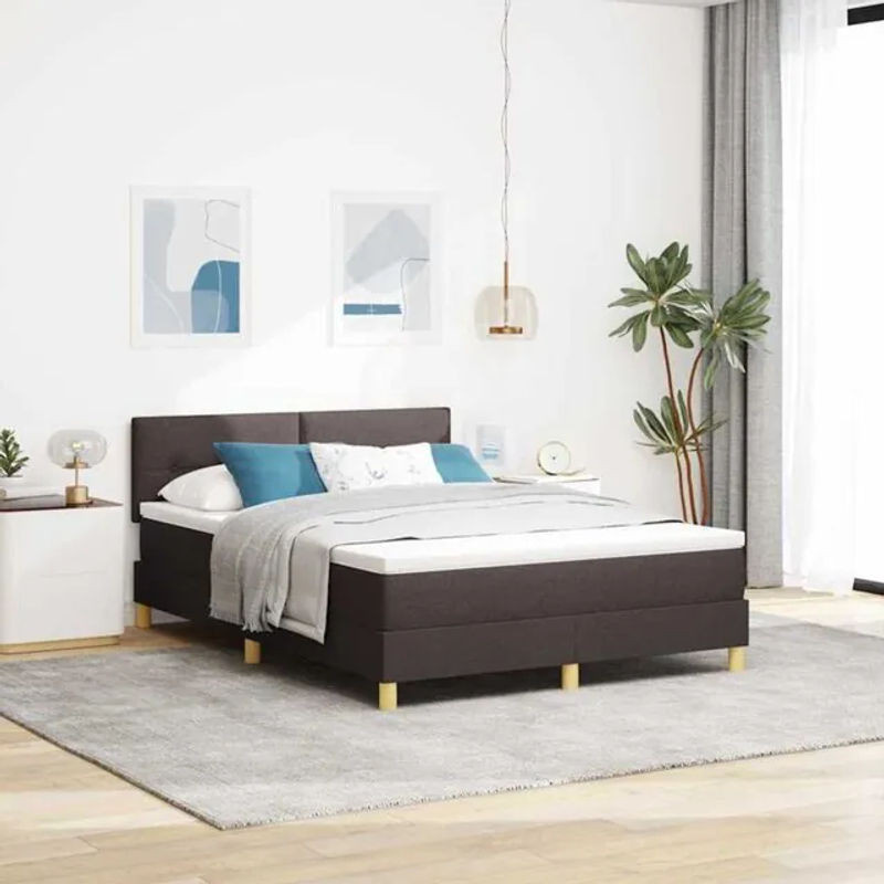 Modernes Boxspringbett mit Matratze von vidaXL in Braun aus Stoff, B/T/H: 140 x 190 x 78 cm - Bild 1