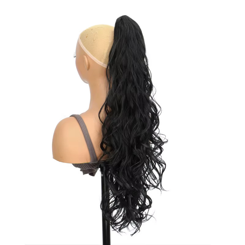 Haarverlängerung Clip-in, 26 Zoll, Synthetisch, Langer Welliger Lockiger Pferdeschwanz, Damen - Bild 5