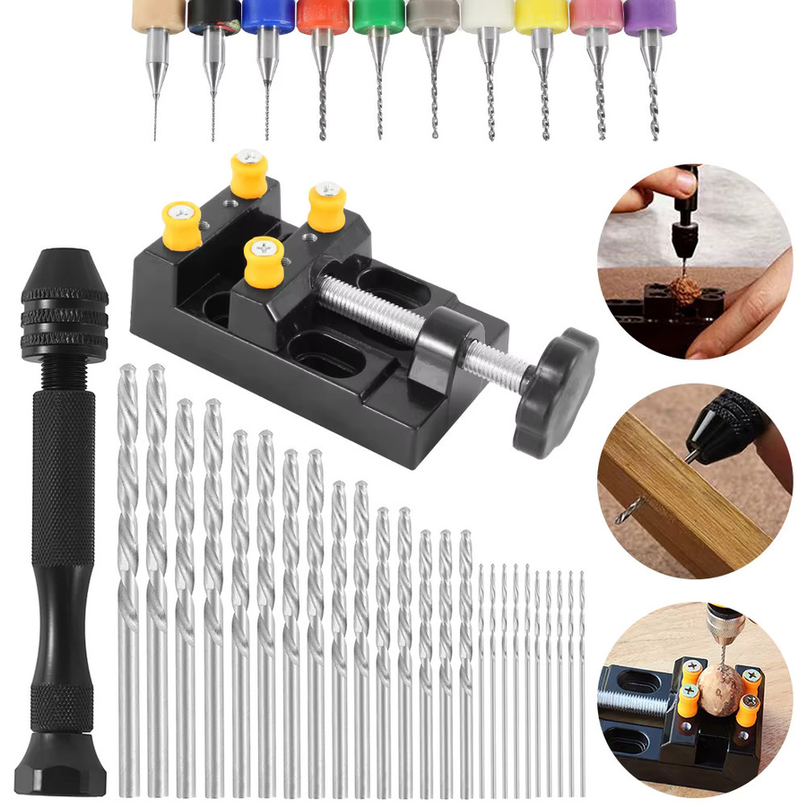 37-teiliges Hands DIY Tragbares Hand-Spiralbohrer-Set mit Miniaturbohrern und Stift-Schraubstock - Bild 4