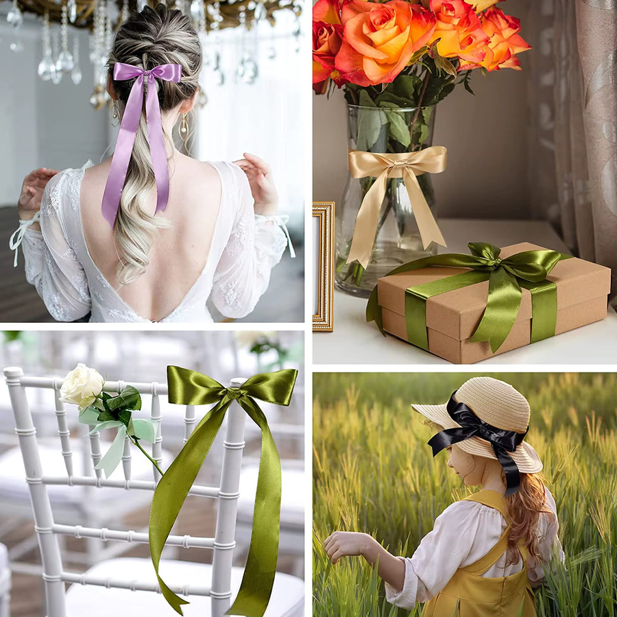 SUNEEYDAY Satin Bänder Set in Mehrfarben für DIY Bastelarbeiten, Hochzeit und Geschenkverpackungen, 25 Yards pro Rolle - Bild 5