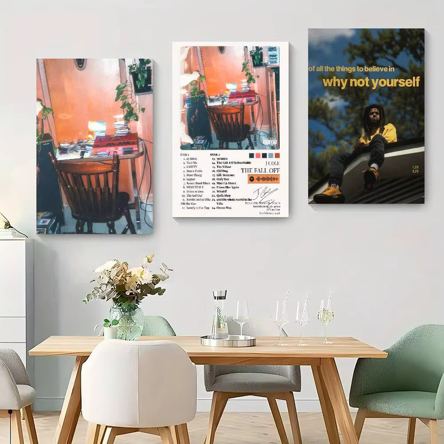 J.Cole The Fall-Off Album Sticky Poster in White und Multicolour als Vintage-Deko-Kunstwerk aus Papier - Bild 2