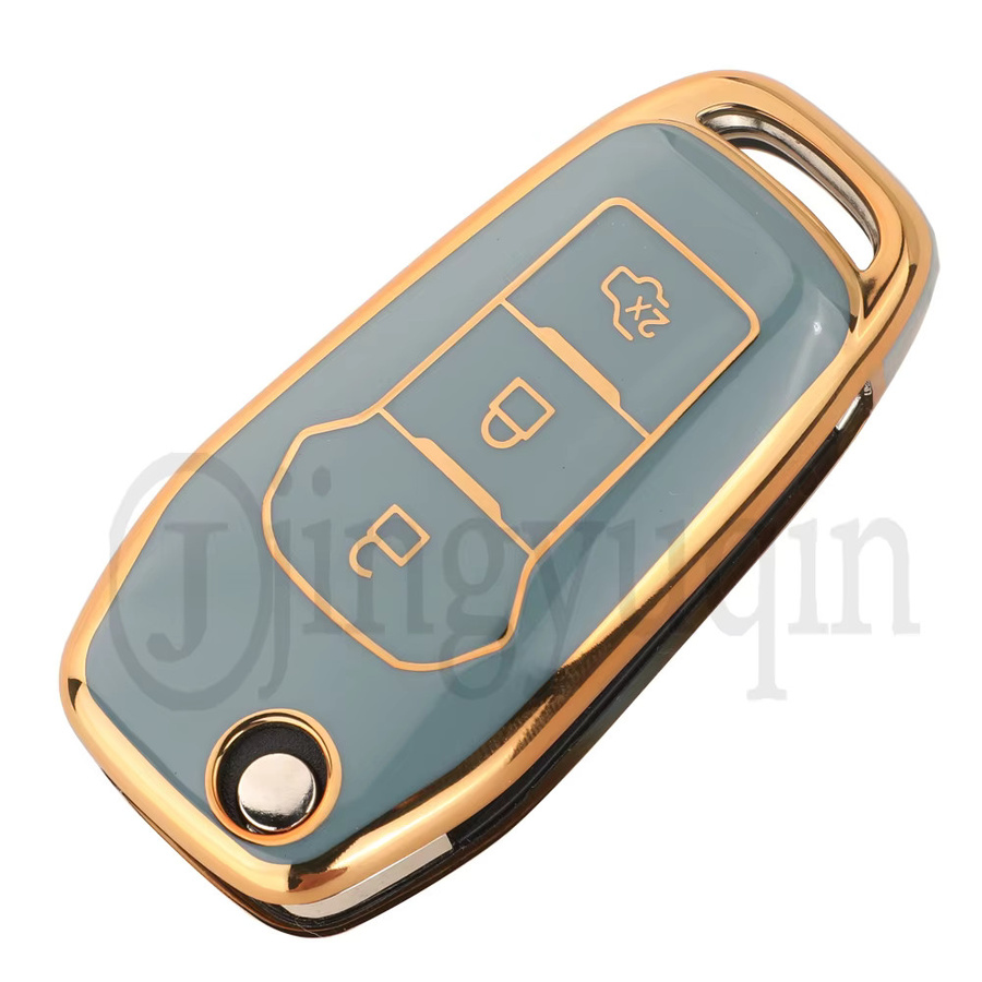 Jingyuqin TPU Fernbedienungsschlüsselgehäuse mit 3 Tasten für Ford Figo, Mondeo, Ecosport, Puma, Fiesta Mk8, Everest und Ranger in Weiß - Bild 2