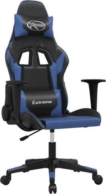 vidaXL Gaming-Stuhl Modell 9 in Schwarz und Blau aus Kunstleder mit Kopfstütze und Armlehnen - Bild 1