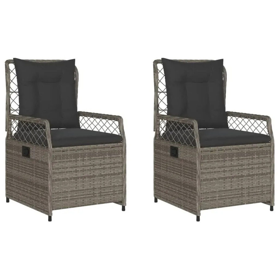 vidaXL Gartensessel Set aus 2 Stück in Grau aus verstellbarem Poly Rattan und Metall - Bild 2