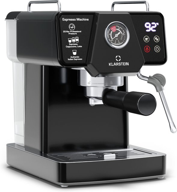 Klarstein Libeica Espressomaschine mit Touch-Display in Schwarz und Silber, 1350 W, 19 bar, Edelstahl mit Manometer und Temperaturanzeige - Bild 1
