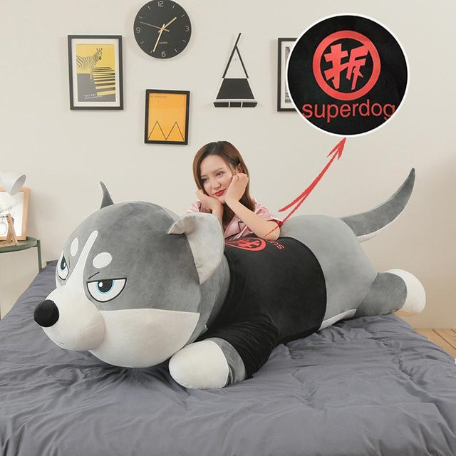 Yiran Health & Beauty Husky-Langkissen, Plüschtier, 100cm, Grau - Bild 1