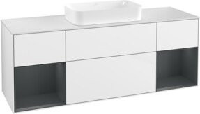 V&B Waschtischunterschrank Finion mit Wandbeleuchtung, Weiß lackiert, Breite: 160 cm, Tiefe: 50,1 cm, Höhe: 50,1 cm - Bild 1
