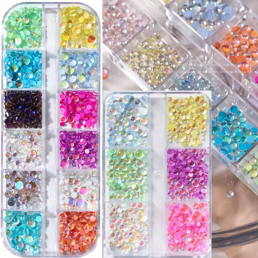 HotPress Nagel-Charms, Runde Perlen, Transparente Meerjungfrauen-Perlen, Glänzend - Bild 2