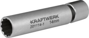 Kraftwerk 3/8 Zoll Zündkerzen-Stecknuss 14 mm in Silber aus Chrom-Vanadium - Bild 1