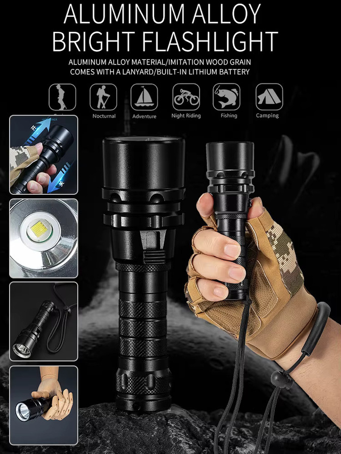 ESMARTER T6/L2 LED-Tauchtaschenlampe in Schwarz, professionelle wasserdichte Unterwasser-Taschenlampe mit IP68-Schutz und wiederaufladbarem 18650-Akku - Bild 7