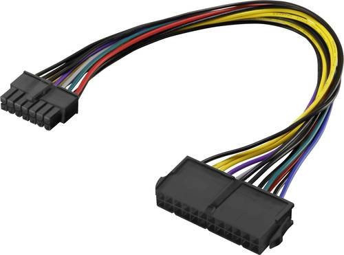 Renkforce Strom Anschlusskabel mit 14-poligem ATX-Strom-Stecker und 24-poliger ATX-Strom-Buchse, Bunt, 0,25 m - Bild 1
