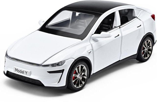 Fourall- Model Cars Tesla Model Y SUV, Legierungsauto, 1:32, weiß, mit Sound und Licht - Bild 1