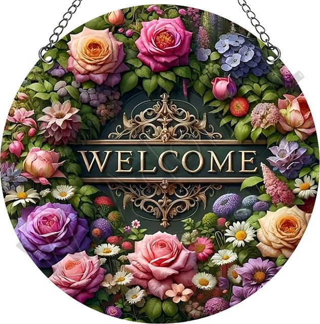 CIFBUY Vintage Wandkunst aus Metall mit floralem Blumenmuster, Rund, Multicolour, B/T/H: 20 x 20 x 1 cm - Bild 1