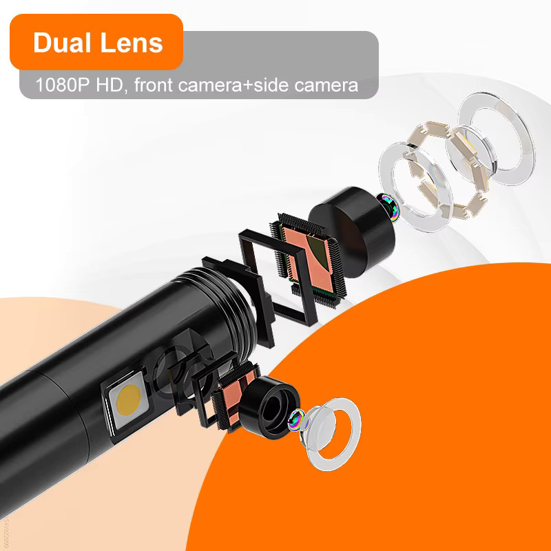 ENWOR Endoskopkamera mit 1080P Auflösung, 8mm Single oder Dual Lens, 100m Kabel und 4,3 Zoll IPS Bildschirm, wasserdicht mit 8 LED, Farbe: Schwarz - Bild 4