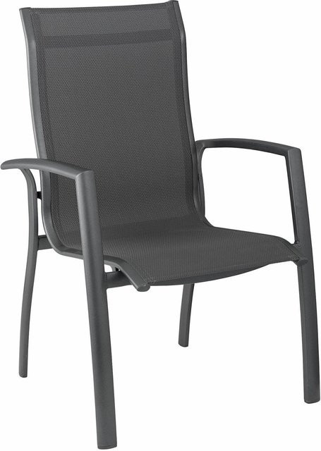 Kettler Legato Curve Stapelsessel aus Aluminium und Textilene in Anthrazit, B/T/H: 65,5 x 68,0 x 101,0 cm - Bild 1