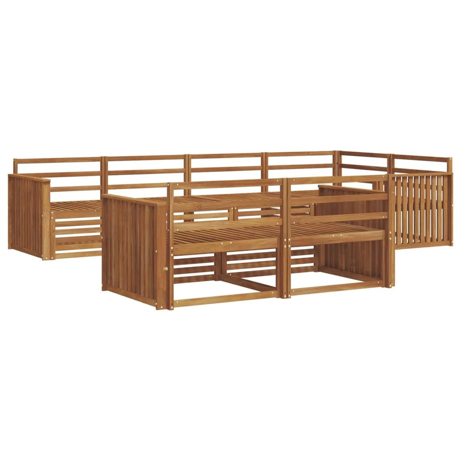 vidaXL Outdoor-Sofagarnitur 7-teilig aus Akazienholz in Braun mit modernem L-Shape Design - Bild 2