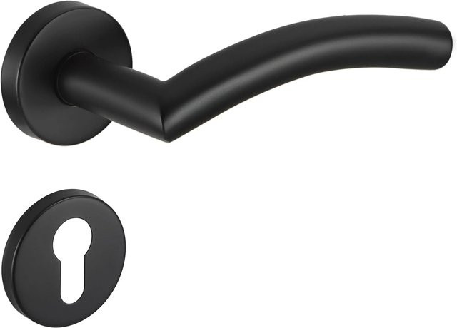MeinTürgriff Drückergarnitur Neapel Rosettengarnitur aus Edelstahl in Schwarz Matt mit PZ-Funktion, Breite: 160 mm, Höhe: 160 mm, Tiefe: 60 mm - Bild 1