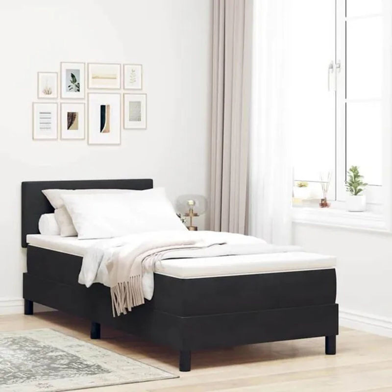 vidaXL Boxspringbett mit Matratze in Schwarz aus Stoff, B/L: 80 x 200 cm - Bild 1