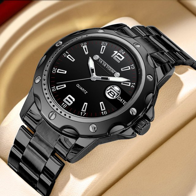 VA VA VOOM Armbanduhr Edelstahl, Quarz, 43 mm, Schwarz, Herren - Bild 1