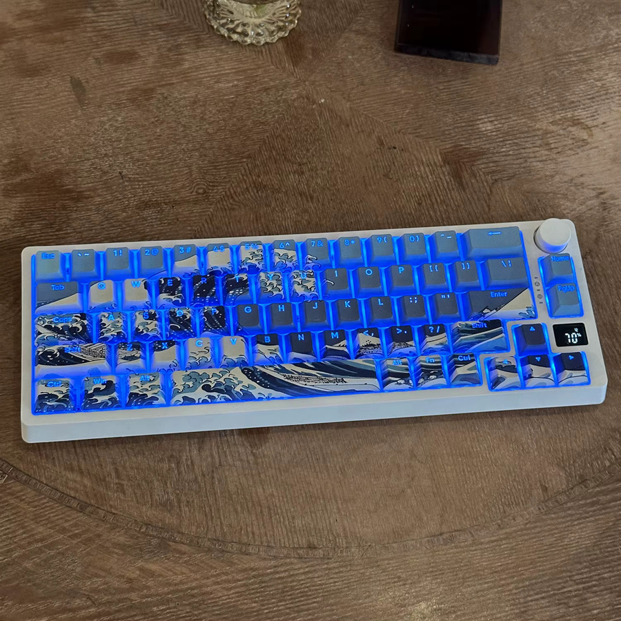 FSWHBY Keycaps Die große Welle von Kanagawa Dye-Sub PBT Keycaps im Cherry-Profil mit Side-Print und Leuchtdurchlass für MX-Schalter Tastaturen, 125 Tasten - Bild 4