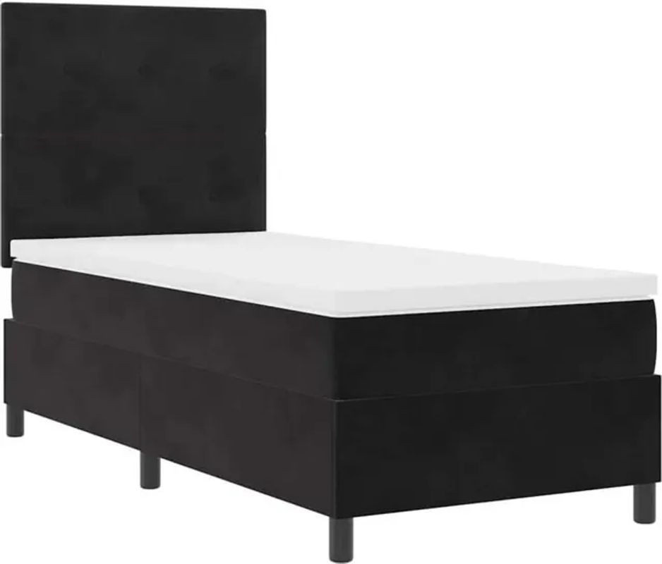 Modernes Boxspringbett mit Matratze von vidaXL in Schwarz aus Samt, B/T/H: 80 x 200 x 128 cm - Bild 1