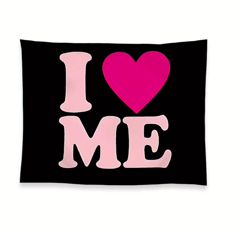 VIKAMA Wandteppich mit rosa Herz-Slogan und Typografie in Pink und Schwarz, moderne Wandkunst-Dekoration für dein Wohnzimmer oder Schlafzimmer, Breite: 60 cm, Höhe: 40 cm - Bild 4