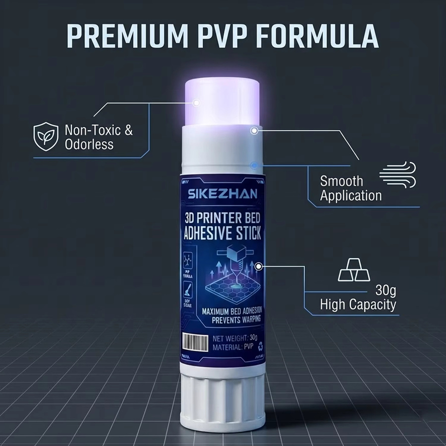SIKEZHAN PVP Klebestift für 3D-Drucker zur Vermeidung von Verformungen, Hohe Haftung für Glas und PEI Heizplatten, geeignet für PLA, ABS und PETG, Weiß, 30g - Bild 2